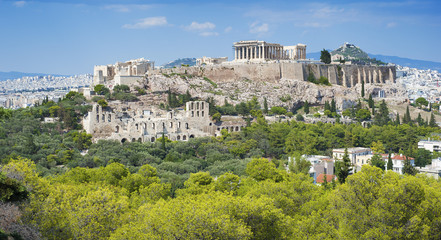 Obraz premium Acropolis viewed from Philoppapos hill, Athens Greece