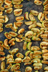 Homemade dried apples background for design