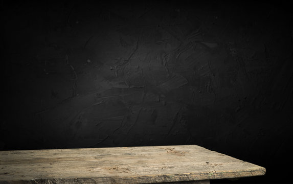black background and desk board table