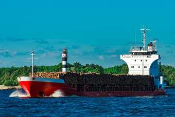 Cargo ship with wood