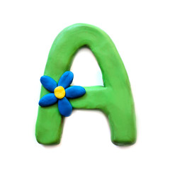 The letter A of the English alphabet from plasticine