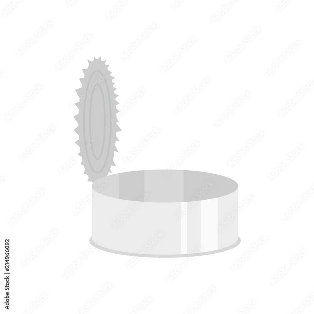 Poster open silver tin can icon. flat illustration of open silver tin can vector icon for web isolated on w