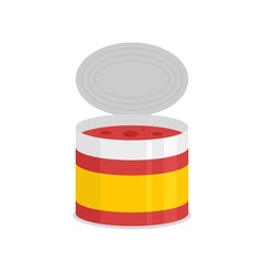 Tomato tin can icon. Flat illustration of tomato tin can vector icon for web isolated on white