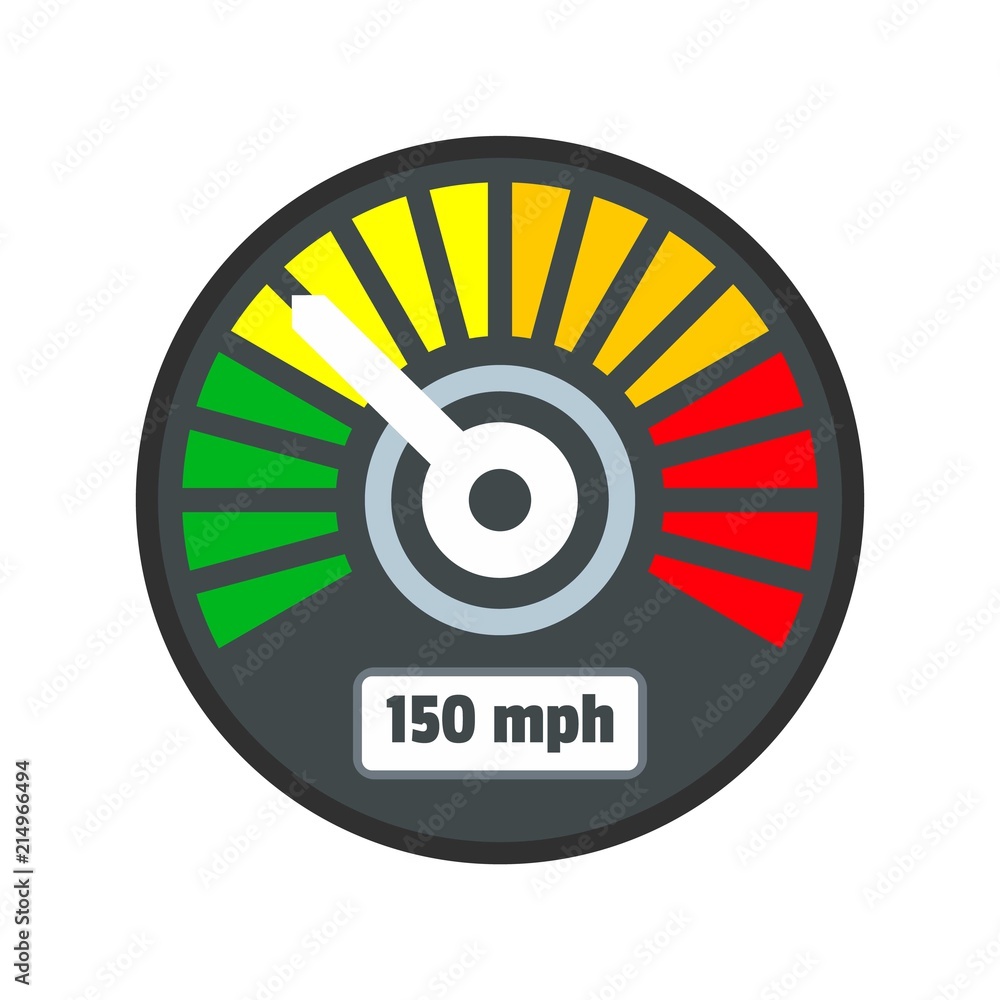 Poster colorful speedometer icon. flat illustration of colorful speedometer vector icon for web isolated on