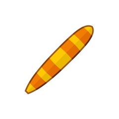Yellow orange surfboard icon. Flat illustration of yellow orange surfboard vector icon for web isolated on white
