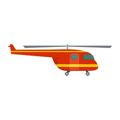 Rescue helicopter icon. Flat illustration of rescue helicopter vector icon for web isolated on white