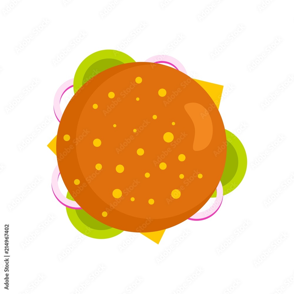 Poster top view burger icon. flat illustration of top view burger vector icon for web isolated on white