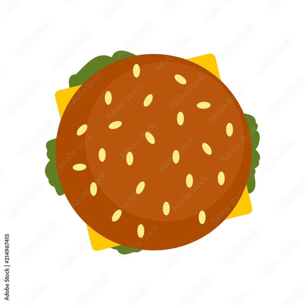 Poster top view hamburger icon. flat illustration of top view hamburger vector icon for web isolated on whi