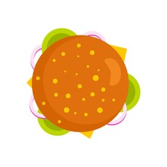 Top view burger icon. Flat illustration of top view burger vector icon for web isolated on white