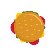 Top view cheeseburger icon. Flat illustration of top view cheeseburger vector icon for web isolated on white