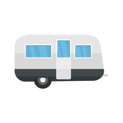 Retro travel trailer icon. Flat illustration of retro travel trailer vector icon for web isolated on white