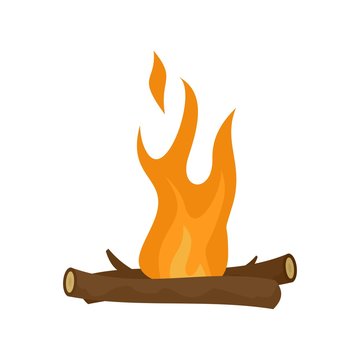 Camp fire icon. Flat illustration of camp fire vector icon for web isolated on white