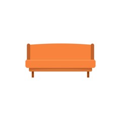 Orange small sofa icon. Flat illustration of orange small sofa vector icon for web isolated on white