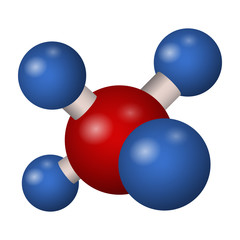 Chemical formula of methane. 3D model molecule CH4 . Vector illustration.