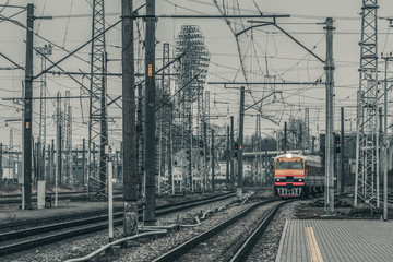 Yellow diesel train