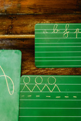 Fototapeta premium Blackboard to learn to write with marks