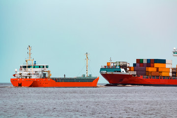 Orange cargo ship