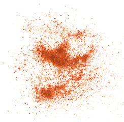 Pile of red paprika powder on white background
