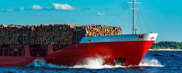 Cargo ship with wood