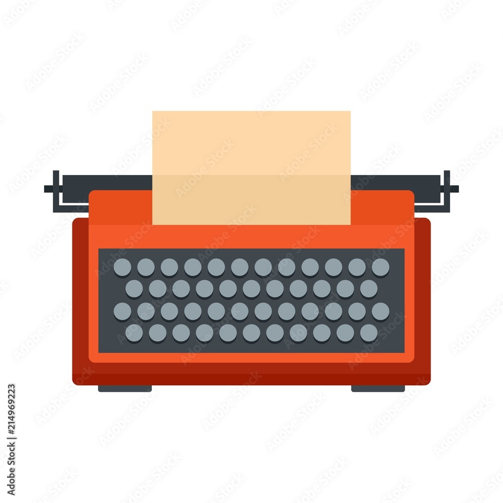 Poster red typewriter icon. flat illustration of red typewriter vector icon for web isolated on white