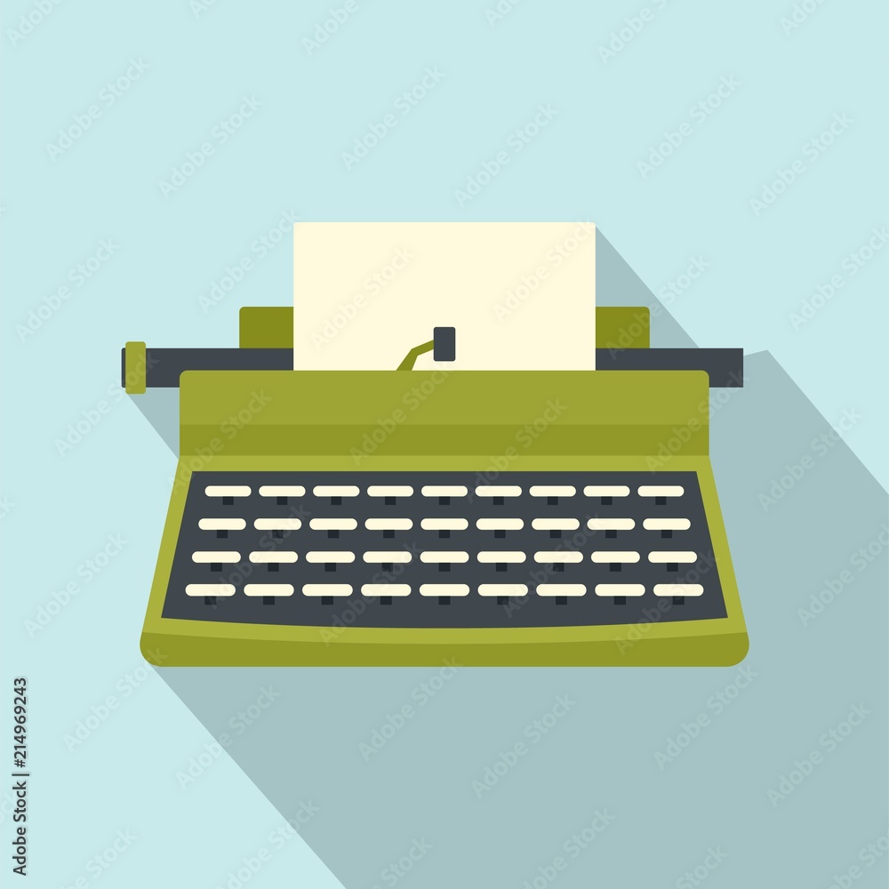 Poster retro typewriter icon. flat illustration of retro typewriter vector icon for web isolated on white