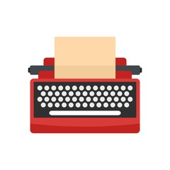 Mid century typewriter icon. Flat illustration of mid century typewriter vector icon for web isolated on white