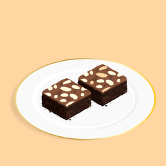 isometric brownie chocolate cake vector