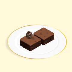 isometric brownie chocolate cake vector