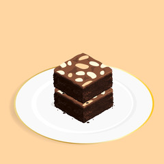 isometric brownie chocolate cake vector
