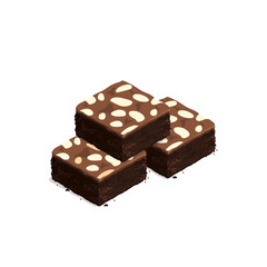 isometric brownie chocolate cake vector
