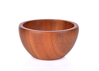 wooden bowl on white background.