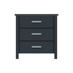 Black nightstand icon. Flat illustration of black nightstand vector icon for web isolated on white