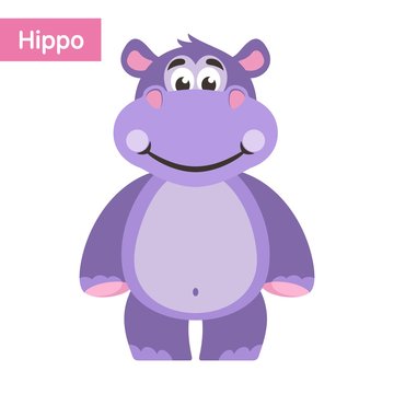 Hippopotamus (hippo). Boy. Cartoon character on a white background. Vector illustration.