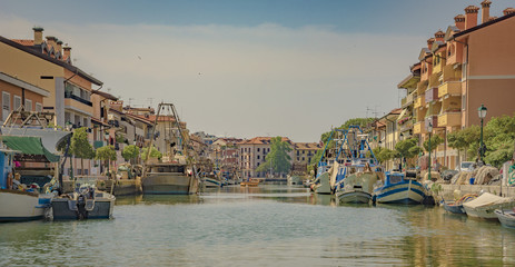 View of boats in the Grado Haven