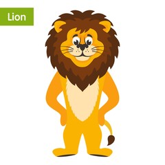 Lion. Cartoon character on a white background. Vector illustration.