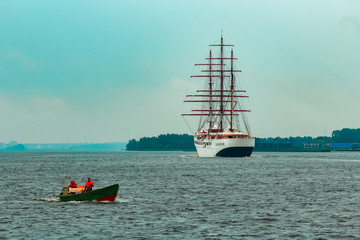 Three mast sailing ship