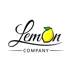 Lemon logo. Bright emblem for shops, markets, stores and company. Icon for business and web.