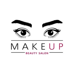 Logo for beauty studio or salon. Woman's eyes with long eyelashes and beautiful eyebrows. Vector logotype.