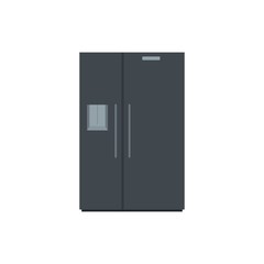 Black fridge icon. Flat illustration of black fridge vector icon for web isolated on white