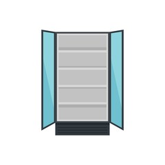 Open commercial fridge icon. Flat illustration of open commercial fridge vector icon for web isolated on white