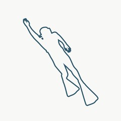 Silhouette of diver. Outline web icon of diver. The concept of sport diving.
