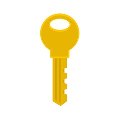 Gold key icon. Flat illustration of gold key vector icon for web isolated on white