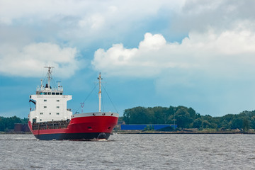 Red cargo ship