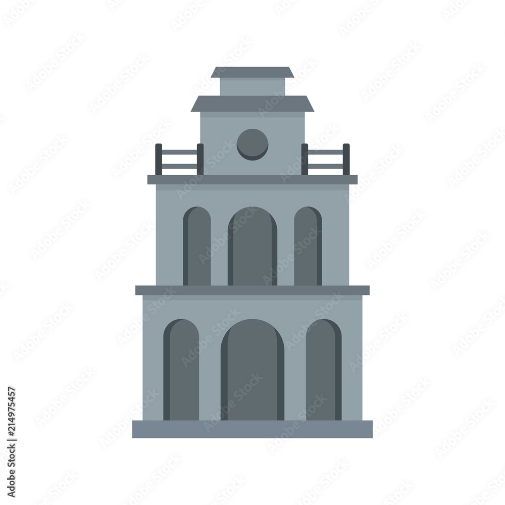 Poster clock building icon. flat illustration of clock building vector icon for web isolated on white