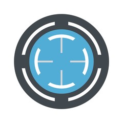 Fototapeta premium Blue gun aim icon. Flat illustration of blue gun aim vector icon for web isolated on white