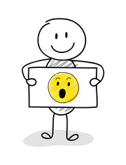 Funny stickman with surprised 
