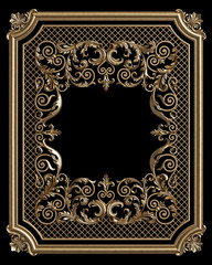 Classic decor  frame with ornament decor on black background