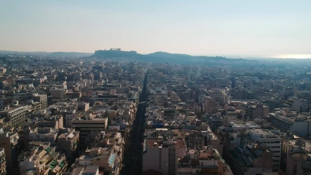 Flying Over Athens City In Greece. Full HD.