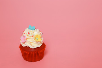 Birthday Cake On Color For Background