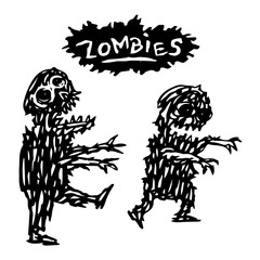 Obraz premium Funny cartoon cool zombies. Vector illustration.